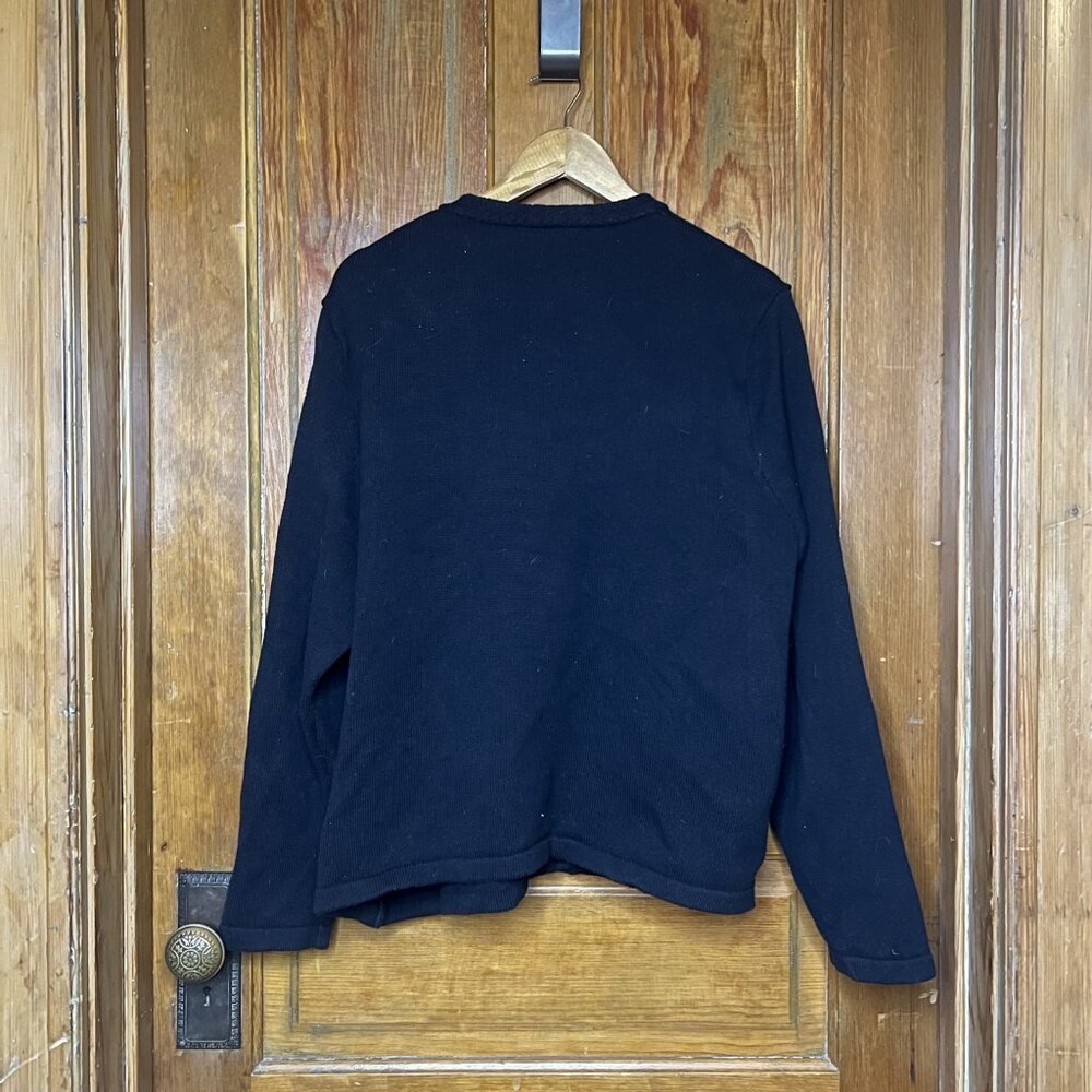 J.Crew Navy Blue Cotton Blend Cardigan Sweater Gold Crest Buttons XXL - Picture 3 of 9